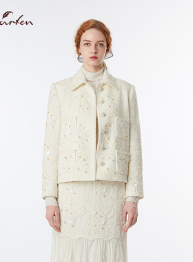 CHARFEN小香风重工亮片翻领排扣千金风气质外套女CFF3B113-1030A