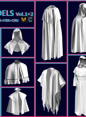21 Cape MODELS for female and male 01+02 Marvelous Designer