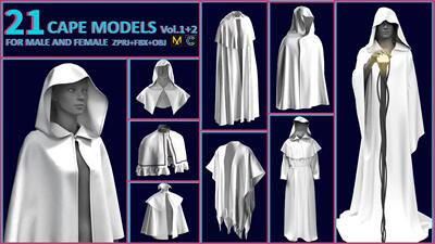 21 Cape MODELS for female and male 01+02 Marvelous Designer