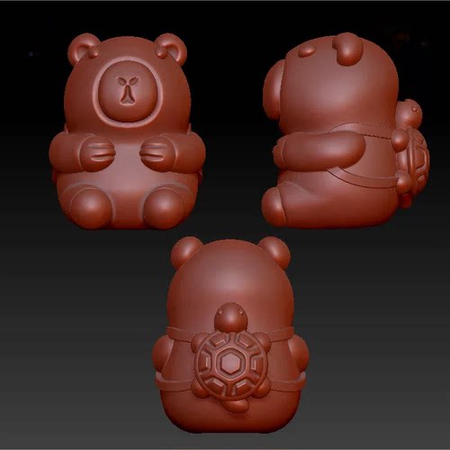 三维立体图圆雕图3d打印stl格式背乌龟包卡皮巴拉豚鼠 3d模型3211