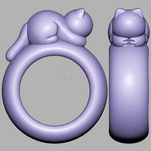 猫戒指三维立体图电脑圆雕雕刻图纸stl文件3d打印模型120
