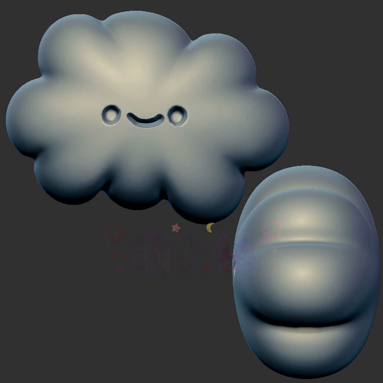 笑脸微笑云朵三维立体图3d打印stl文件圆雕图雕刻机3d模型1908