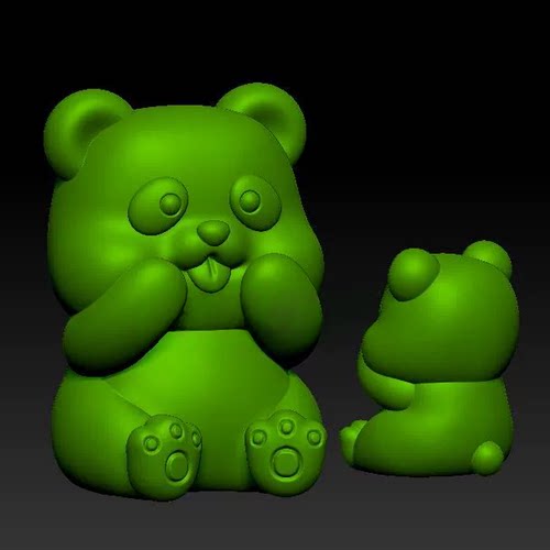 熊猫三维立体图圆雕图3D打印STL格式卡通调皮小熊雕刻图模型C338