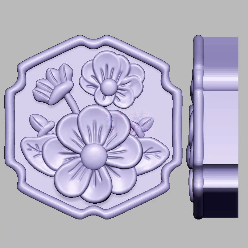 花朵饼干月饼花三维立体图圆雕图STL文件雕刻机3D模型2293