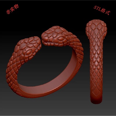 三维立体图圆雕图3d打印stl格式 戒指、蛇指环 3d模型 3145