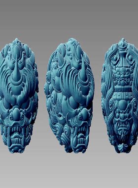 龙头 兽头 龙三维立体图圆雕图stl文件雕刻机3d打印模型