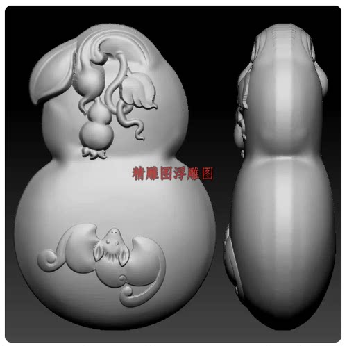 葫芦福禄三维立体图jdp精雕图浮雕图stl文件雕刻机3d模型738