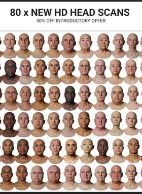 ten24男女80个高精度人头扫描模型2022年 3Dscanstore