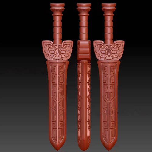 宝剑武器兵器三维立体图圆雕图stl文件雕刻机3d模型624