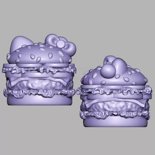 kt汉堡包凯蒂三维立体图电脑圆雕雕刻图纸stl文件3d打印模型2219