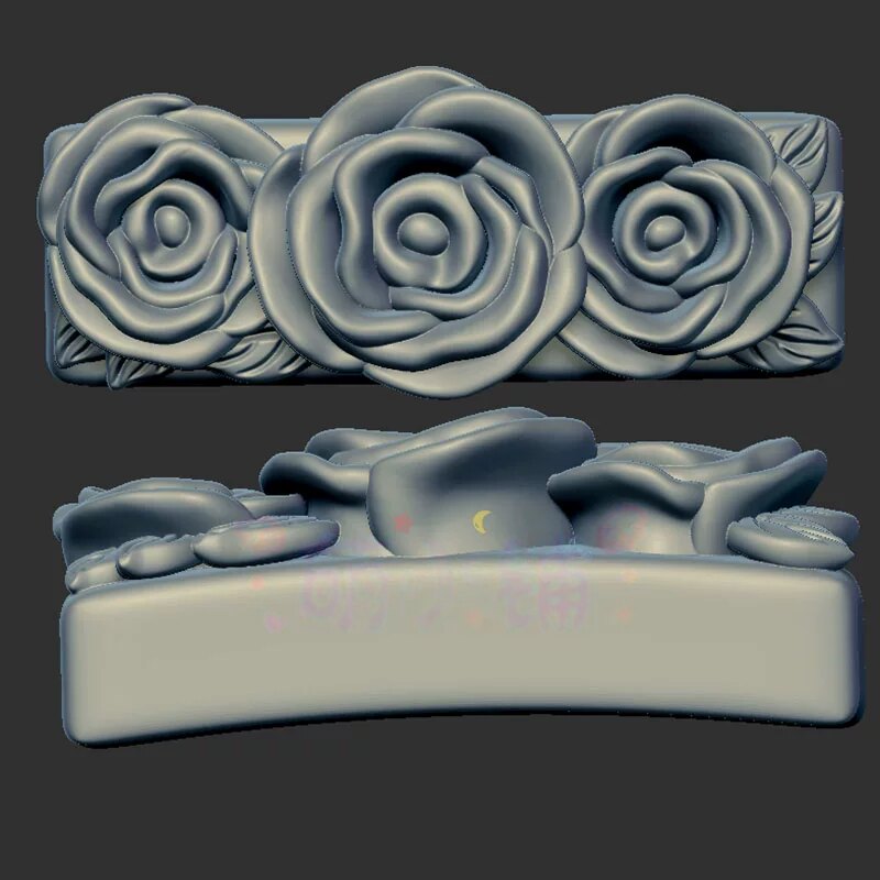 玫瑰花手牌花朵牌三维立体图圆雕图stl文件雕刻机3d模型1236