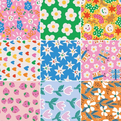 1302手绘彩色可爱卡通蝴蝶草莓笑脸郁金香爱心jpg背景ai矢量素材