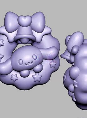 玉桂狗花环三维立体图电脑圆雕雕刻图纸stl文件3d打印模型1618