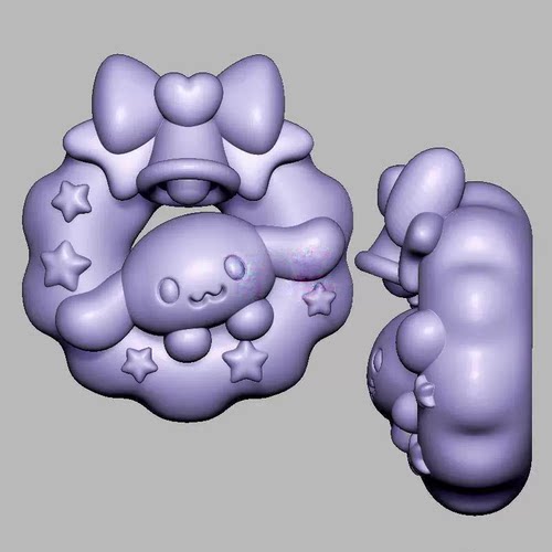 玉桂狗花环三维立体图电脑圆雕雕刻图纸stl文件3d打印模型1618