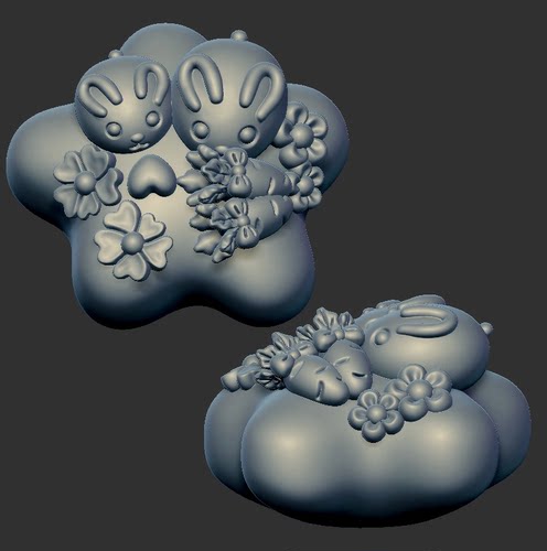 星星小兔子三维立体图圆雕图stl文件雕刻机3d模型672