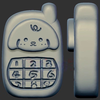 小狗手机电话三维立体图3d打印stl文件圆雕图雕刻机3d模型2244