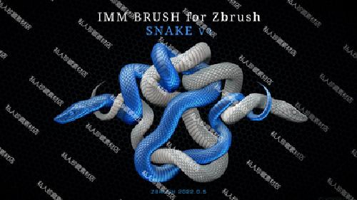 zbrush蛇头蛇身曲线IMM蝰蛇爬行动物毒蛇形状3d模型zbp画笔刷