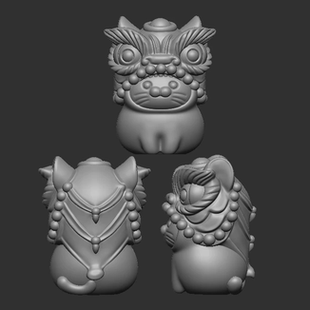 YD0103新款圆雕图三维立体3D打印stl醒狮海豹猫