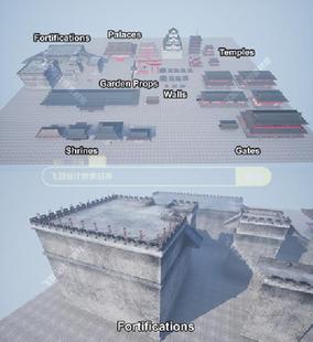 宫城墙神社鸟居门楼寺庙宇日本古建筑犀牛3DMAX模型C4D MAYA素材