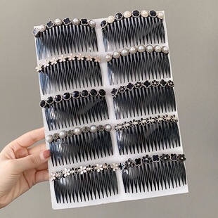 碎发神器黑色梳子发卡刘海碎发夹女新款无痕倒插梳发梳后脑勺头饰