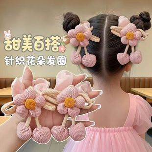超仙花朵飘带发圈可爱小女孩扎马尾气质头绳田园百搭风发绳头饰