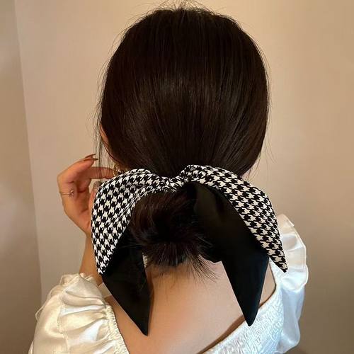 蝴蝶结发带气质飘带碎花丝巾少女绑发大肠发圈头绳发绳新款头饰女