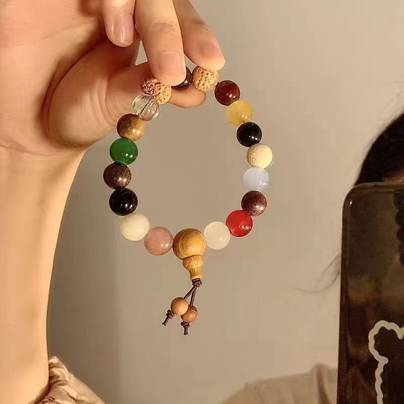 中式十八籽念珠盘玩新款七彩手链小众设计ins复古幸运手串小礼物
