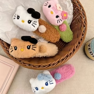 日系可爱猫咪发圈发绳毛绒公仔小熊秋冬头绳发夹马尾发饰头饰新款