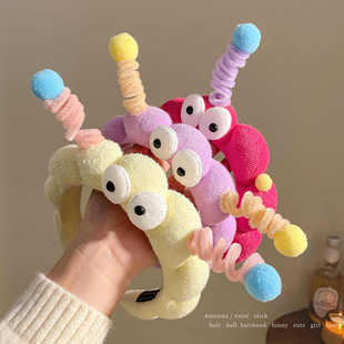 扭扭棒大眼仔发箍女趣味搞怪头箍海绵洗脸压发高颅顶发饰秋冬发捆