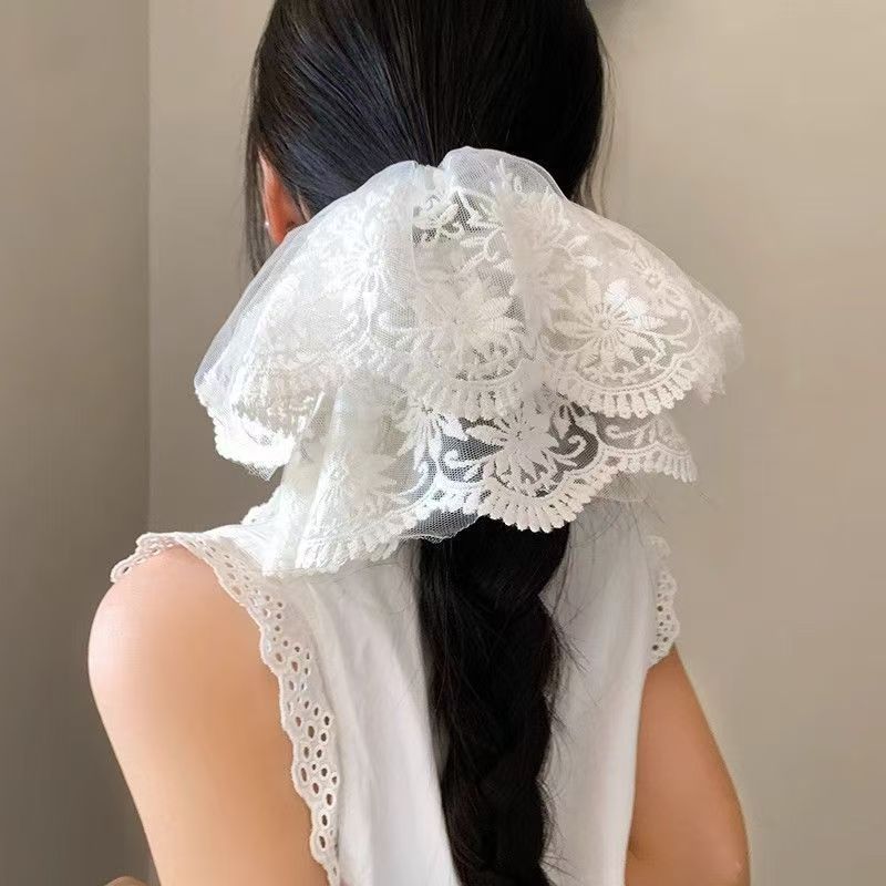 韩系公主风白色蕾丝网纱发圈
