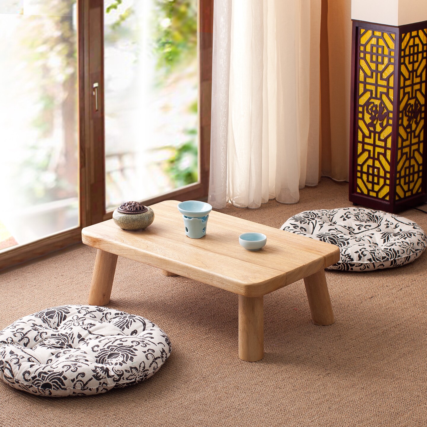 实木飘窗桌日式小炕桌榻榻米茶几简约烧桐木小方桌窗台桌阳台桌子