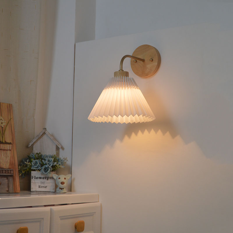 复古北欧简美卧室客厅百褶原木奶油风日式民宿店铺装饰过道装饰壁