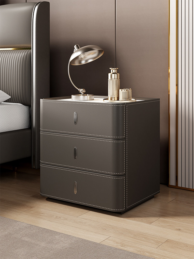 克拉之恋意式极简马鞍皮床头柜实木轻奢岩板简约现代高端沙发边柜,住宅家具,床头柜,淘宝优惠券,粉丝福利购,淘宝优惠卷