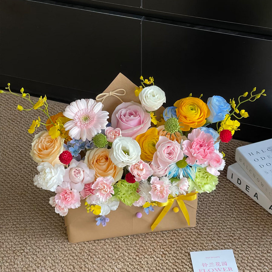 信封花创意花束北京房山本地同城花店送闺蜜女友生日礼物鲜花速递