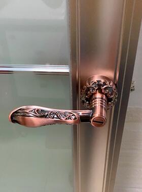 钛镁合金室内大斜面锌合金把手铝合金凹面通用型三杆锁厕所执手锁