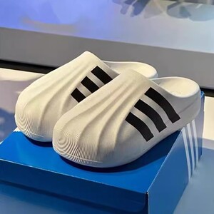 Ad经典三杠包头拖男夏季踩屎厚底增高贝壳头拖一脚蹬洞洞凉鞋女