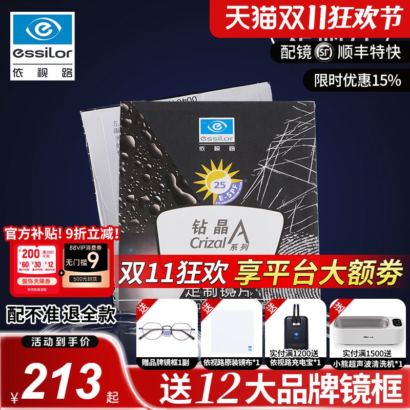依视路钻晶防蓝光眼镜片