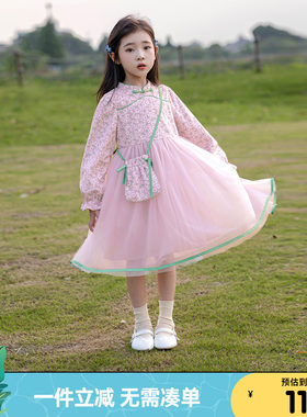 小猪班纳童装2025秋冬新款儿童裙子中大童女童连衣裙女孩碎花裙潮