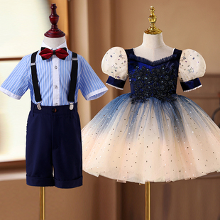 儿童演出服小学生钢琴演奏表演服男童礼服女童蓬蓬裙幼儿园舞蹈服