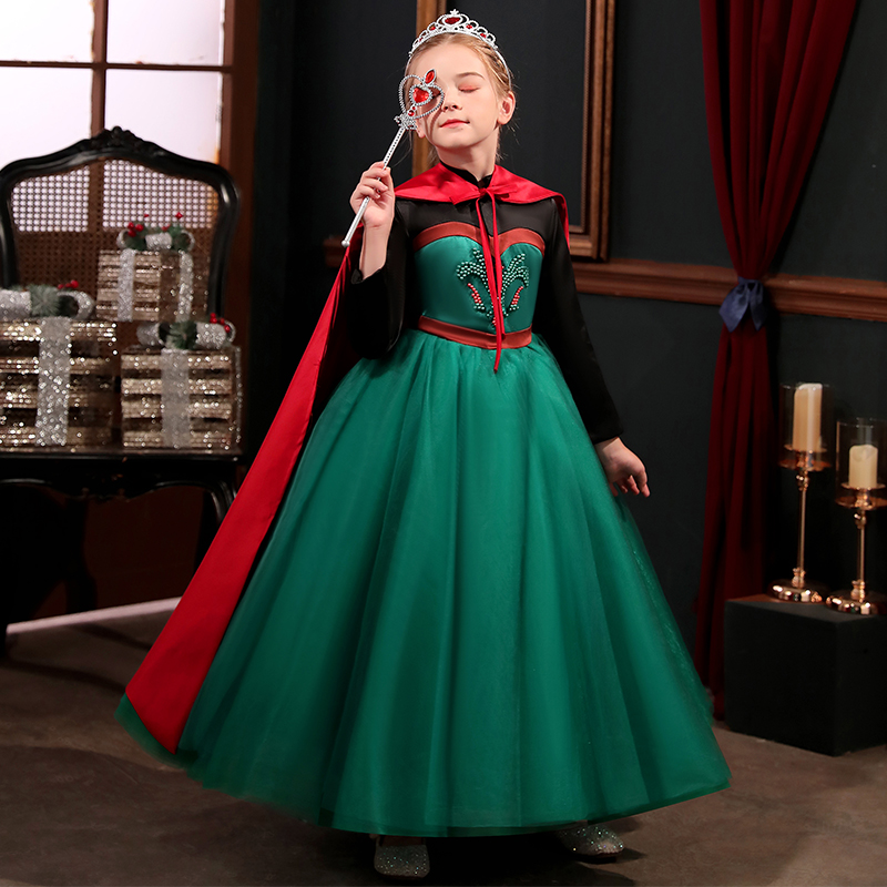 艾莎安娜公主裙长袖连衣裙