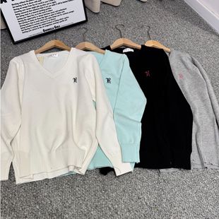 【V领套头毛衣】棉质jk套头毛衣长袖带刺绣女秋冬学院校供感