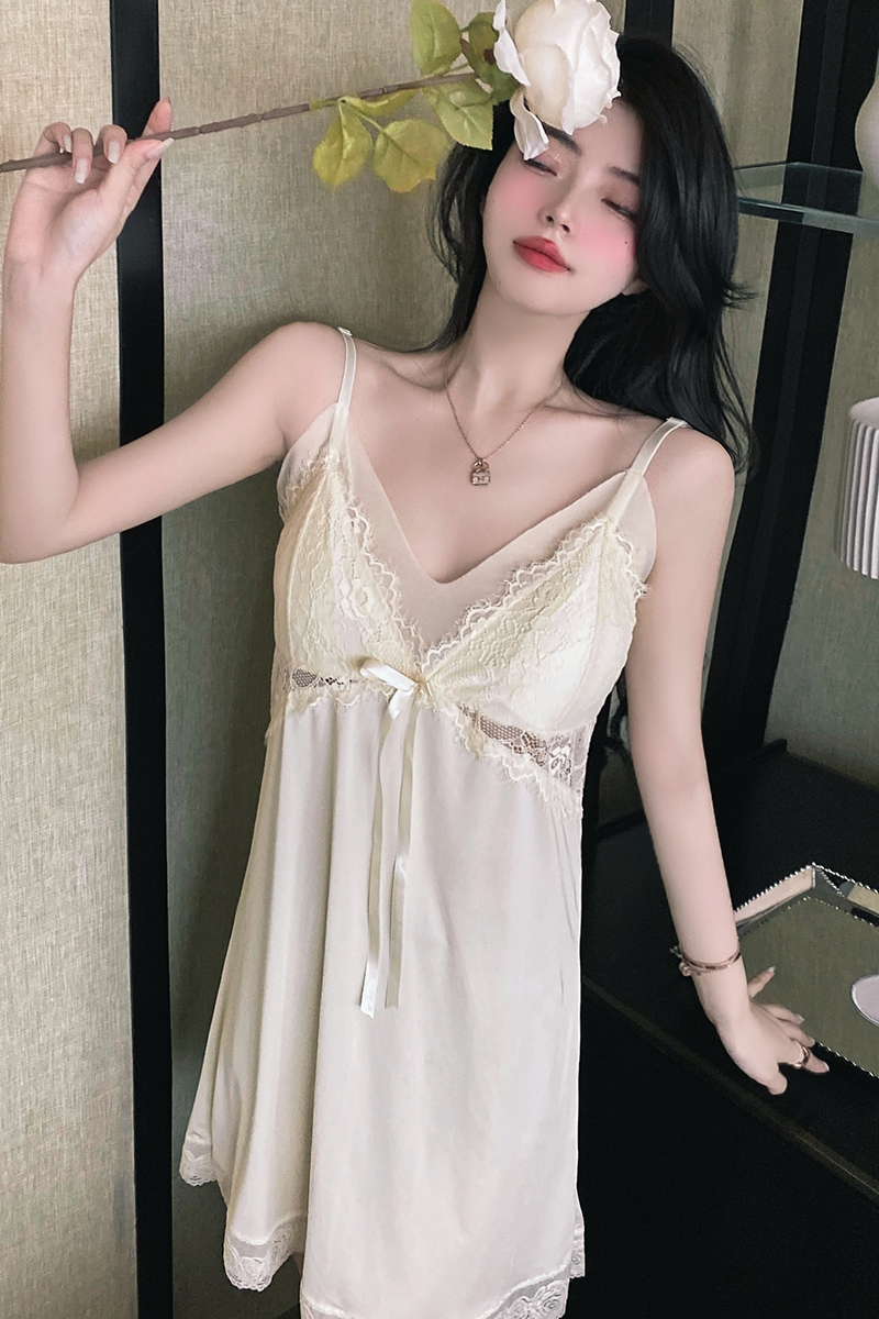 2024新款睡裙女春秋夏性感冰丝火辣薄款高级感纯欲风蕾丝吊带睡衣
