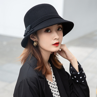 毛呢帽子女冬2025新款冬季时尚保暖帽子冬款百搭显脸小渔夫帽秋冬