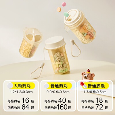 药盒食品级分格大容量药丸胶囊分装盒儿童防误触防尘防潮药盒