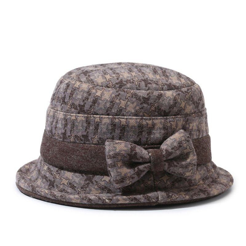 春秋天帽子女士妈妈礼帽中老年人加厚毛呢盆帽秋冬季保暖厚渔夫帽