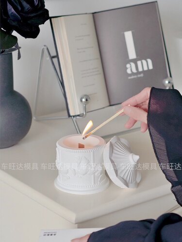车旺达 diy旋转木马蜡烛杯收纳盒硅胶模具香薰石膏水晶滴胶收纳模