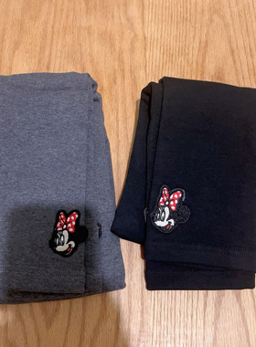 130 140 150 小鸟家同款黑灰色米妮贴布不倒绒保暖打底裤