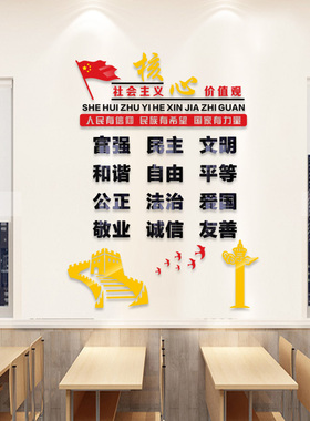 社会主义核心价值观党建文化墙墙贴纸活动室党支部社区幼儿园