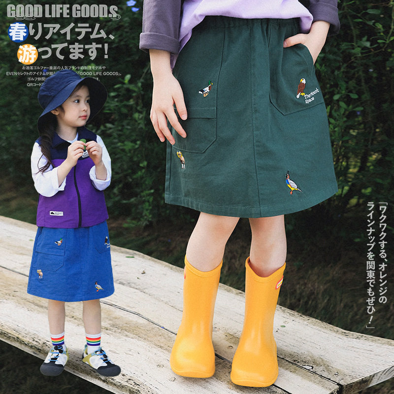 女童a字半身裙2026春季新款儿童工装裙子中大童松紧腰短裙亲子装