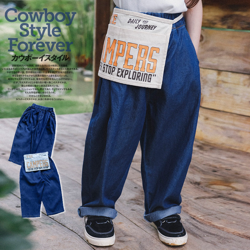 儿童设计款牛仔裤2026夏季品山系童装可拆贴布女童轻薄软牛仔裤子